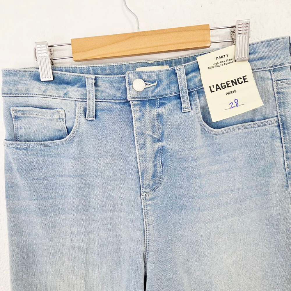 L'agence The Marty flare jeans Dorian light blue stretch denim women's 28 new NW - Picture 5 of 6